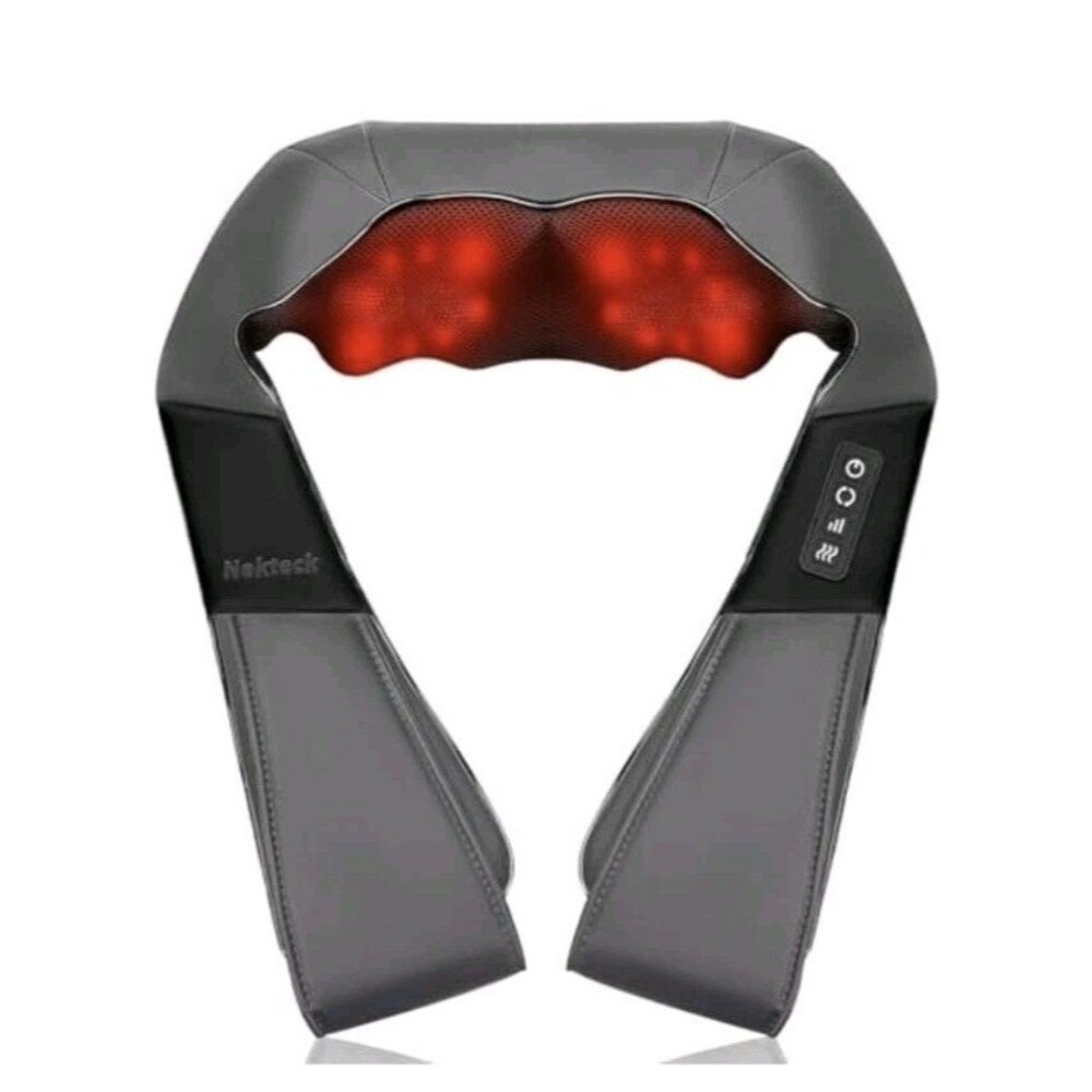 Nekteck Shiatsu Neck Massager with Heat for Pain Relief, Gray